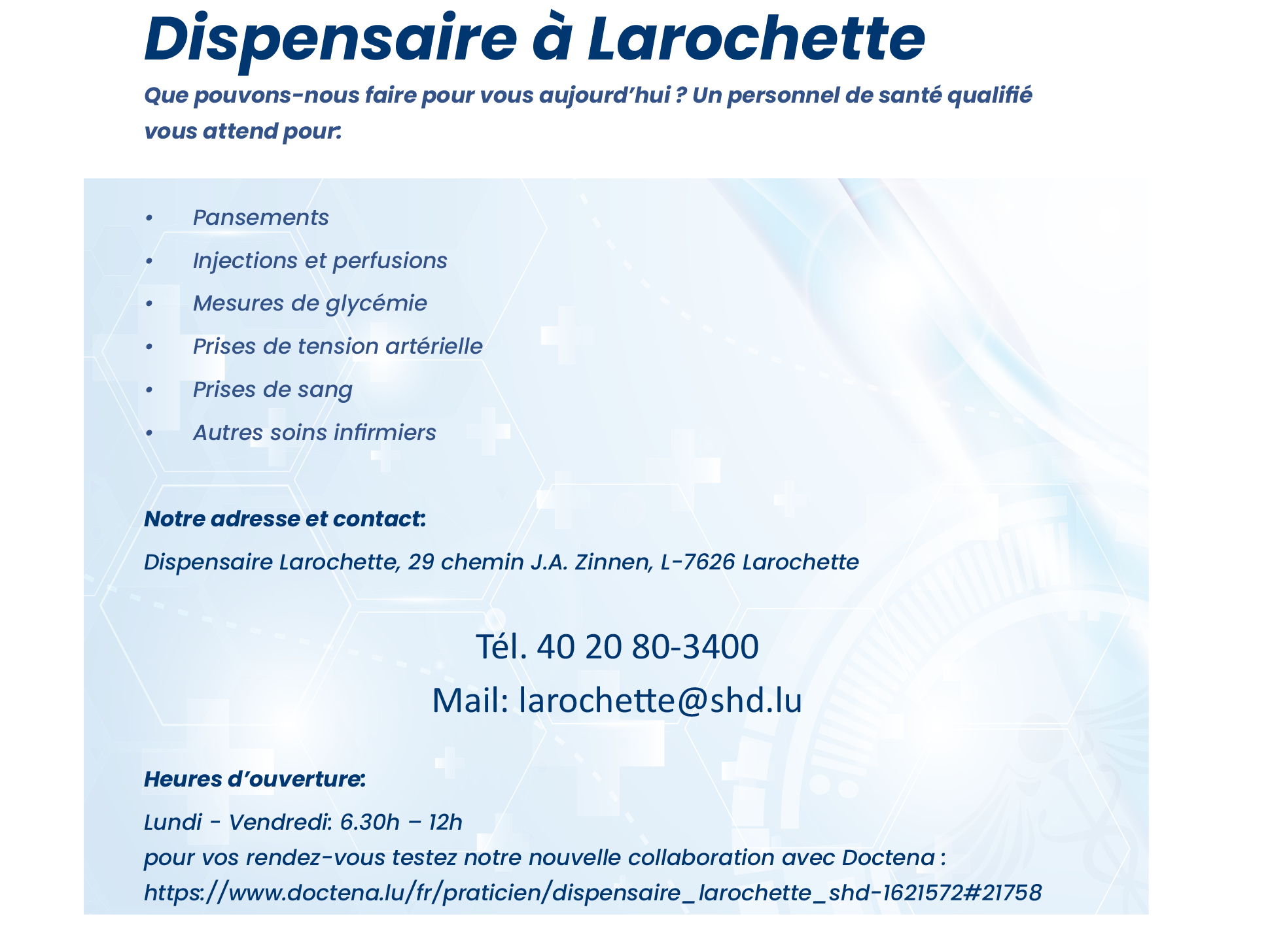 Description des actes au Dispensaire